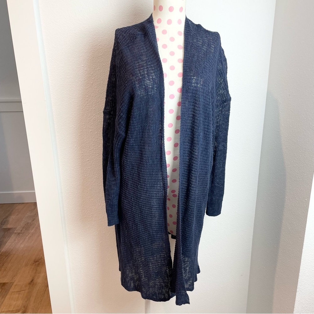 Caslon Linen Blend Knit Cardigan Navy Blue X-small Women’s Open Front